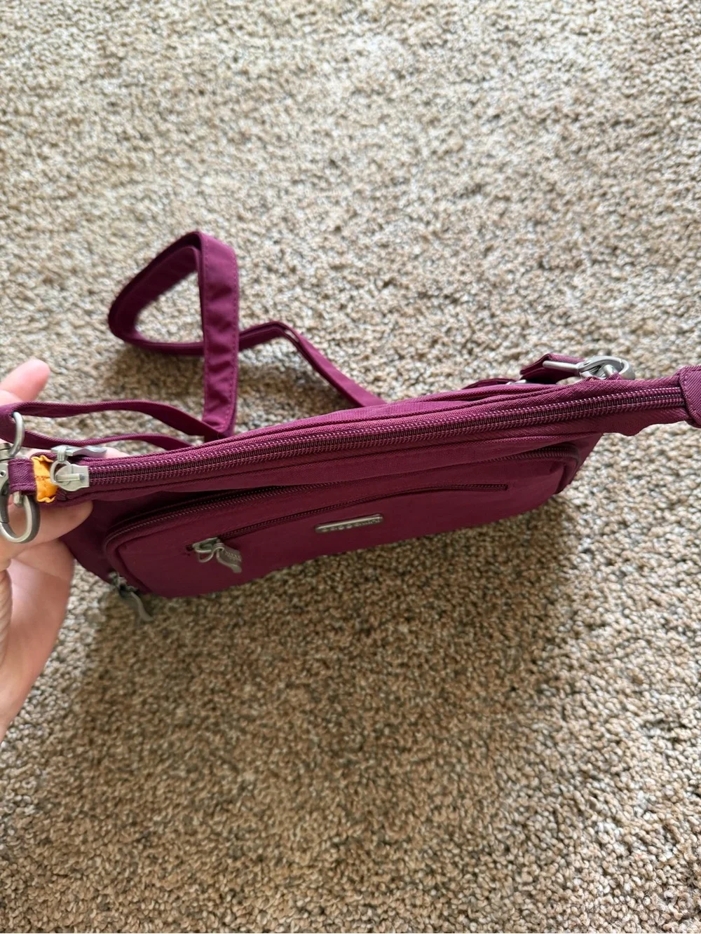 BAGGALLINI Deep Plum Purple Small Nylon Zippered Crossbody Shoulder Bag